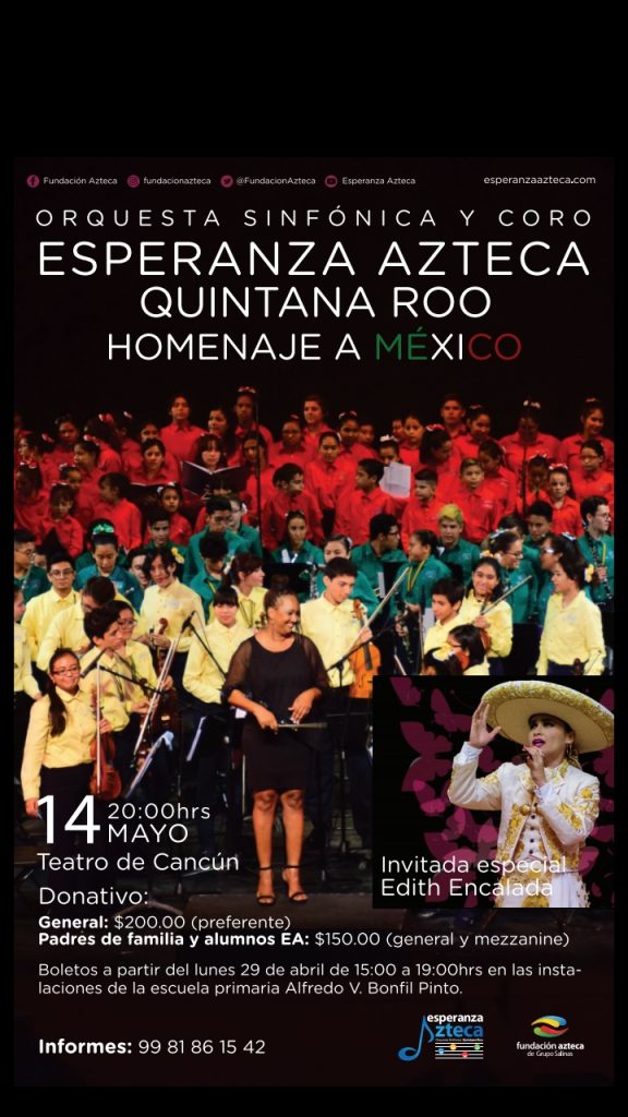 Edith Encalada en concierto con la Orquesta Sinfónica y Coro Esperanza Azteca Quintana Roo
